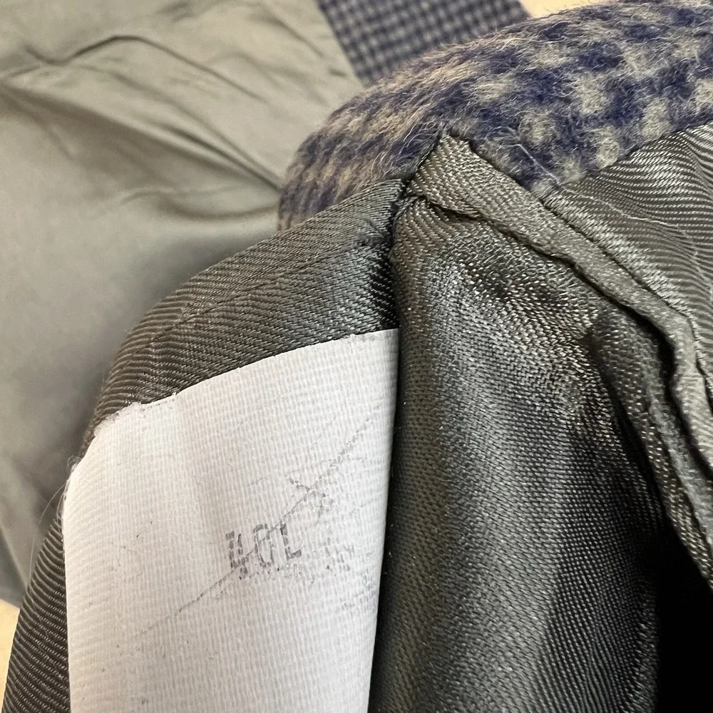 Vintage‎ Robert Stock Blazer Sport Coat Mens 40L Long Wool Flannel Gray/Navy